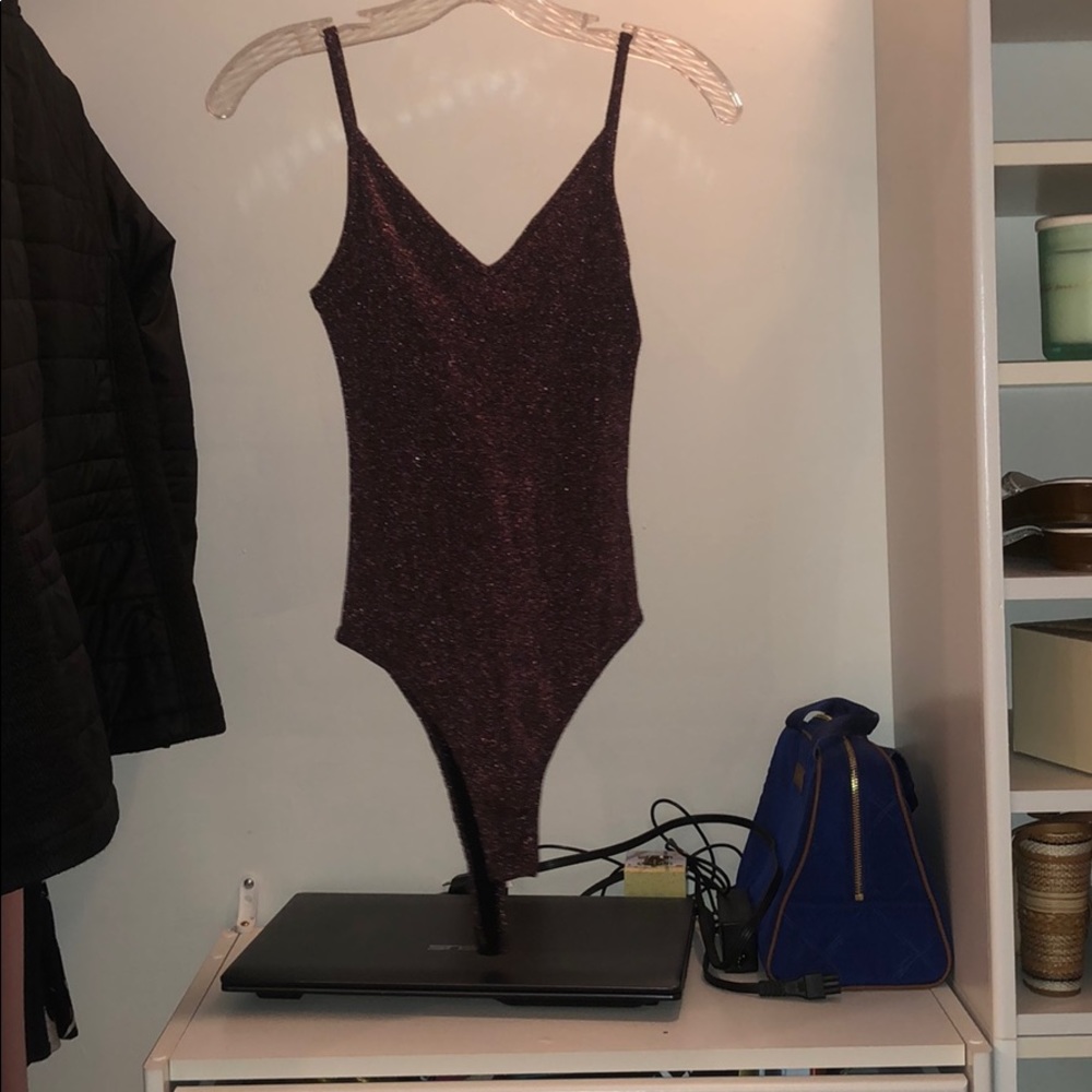 Sparkle pink and black bodysuit from Topshop